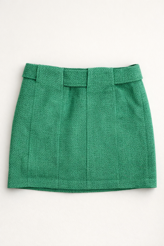 Christine Marchese Paris – Jupe courte en laine structurée verte