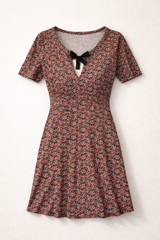 Robe fleurie en viscose à nœud, coupe cintrée Claudie Pierlot