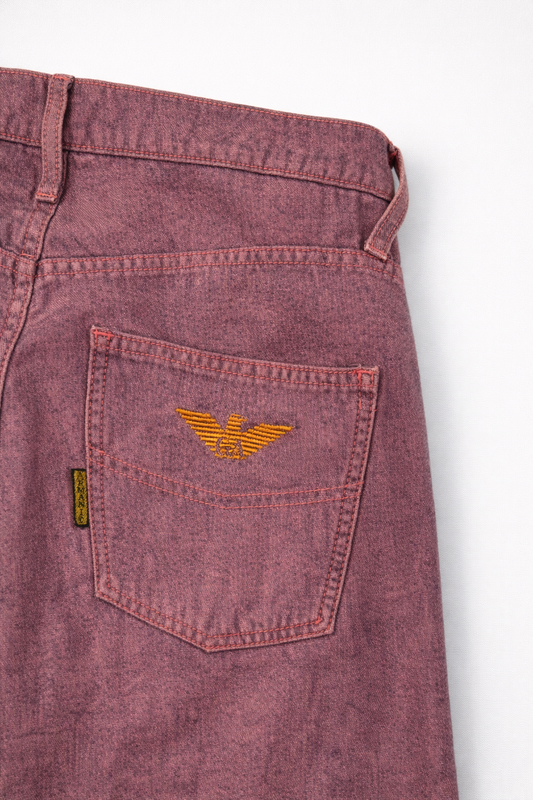 Armani Jeans – Jean droit taille haute en denim rose poudré