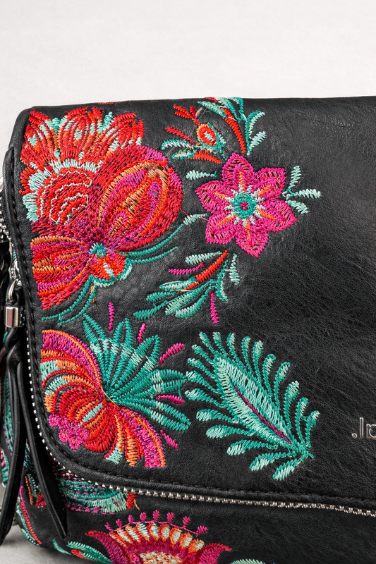 Sac bandoulière Desigual brodé en cuir noir