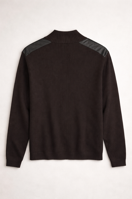 BOSS Hugo Boss – Pull col camionneur en laine mélangée brun foncé