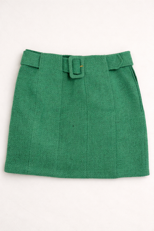 Christine Marchese Paris – Jupe courte en laine structurée verte
