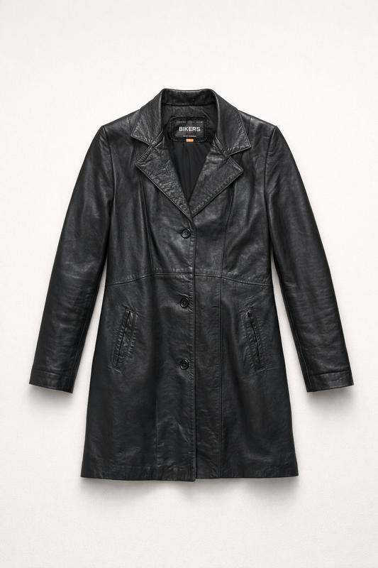 Manteau vintage en cuir d’agneau Biker’s - Made in France