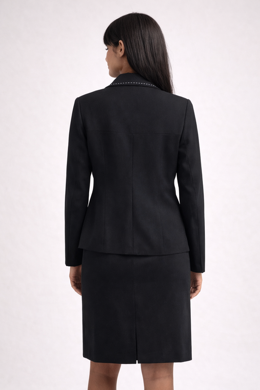 Tailleur jupe vintage Affinités – Armand Thierry noir coupe structurée