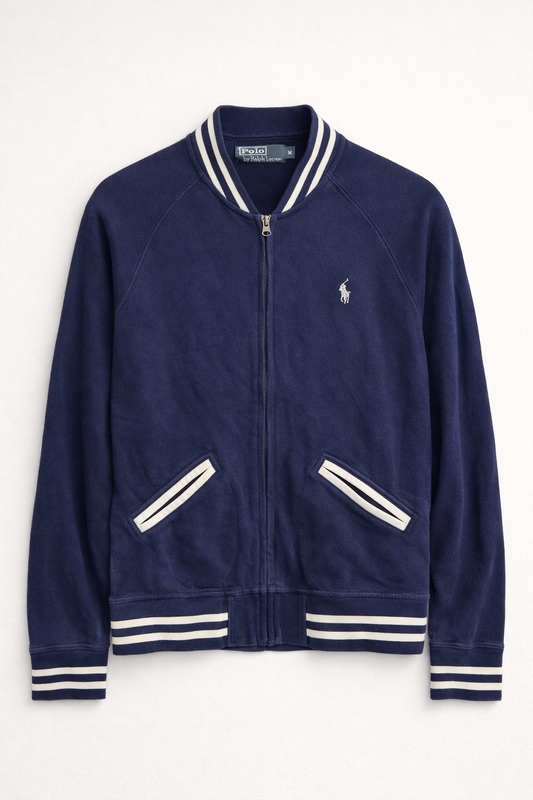 Polo by Ralph Lauren – Gilet zippé 100% coton bleu marine