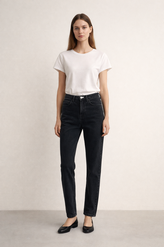 IRO — Jean droit en denim gris délavé 100% coton