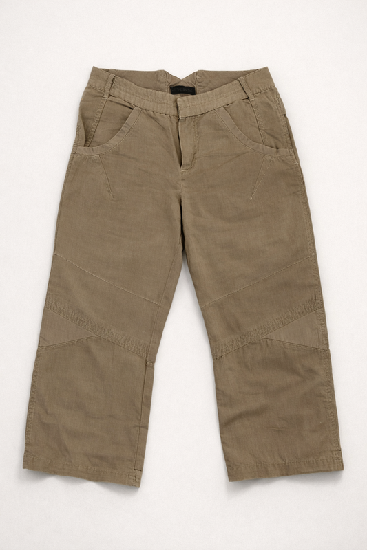 IKKS Pantacourt Kaki en Coton – Coupe Utilitaire Minimaliste