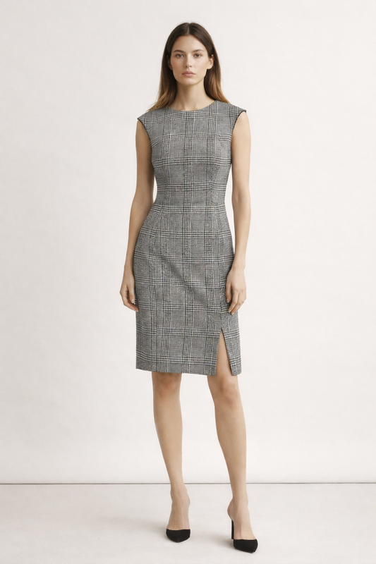 BOSS – Robe fourreau structurée à motif pied-de-poule
