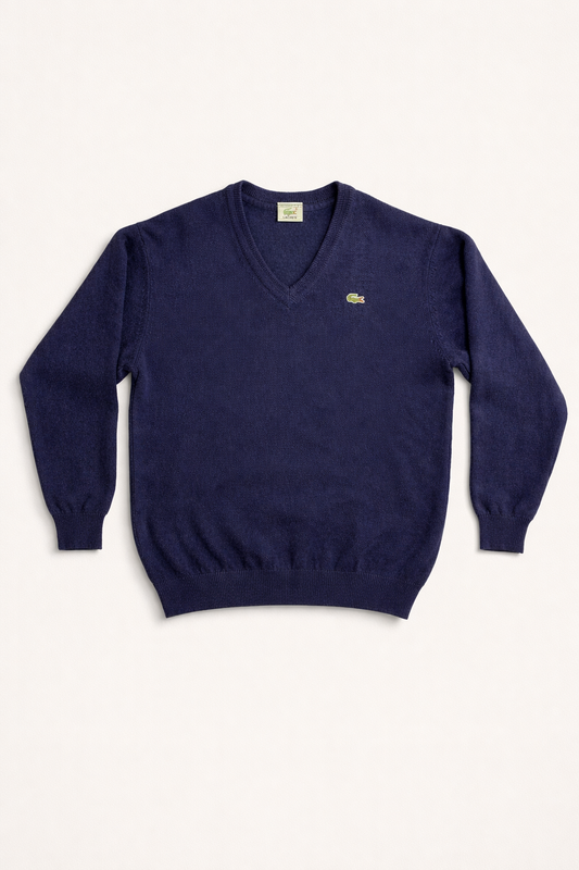 Pull col V en laine Lacoste Made in France
