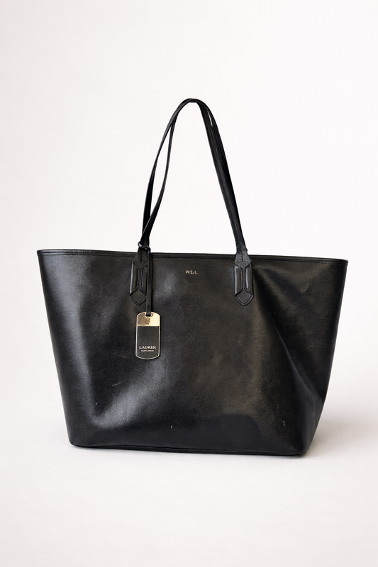 Cabas en cuir noir Lauren Ralph Lauren –