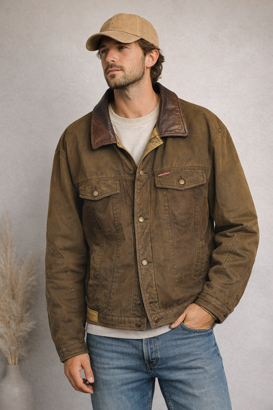 Veste Marlboro Classics en toile & cuir — Édition premium