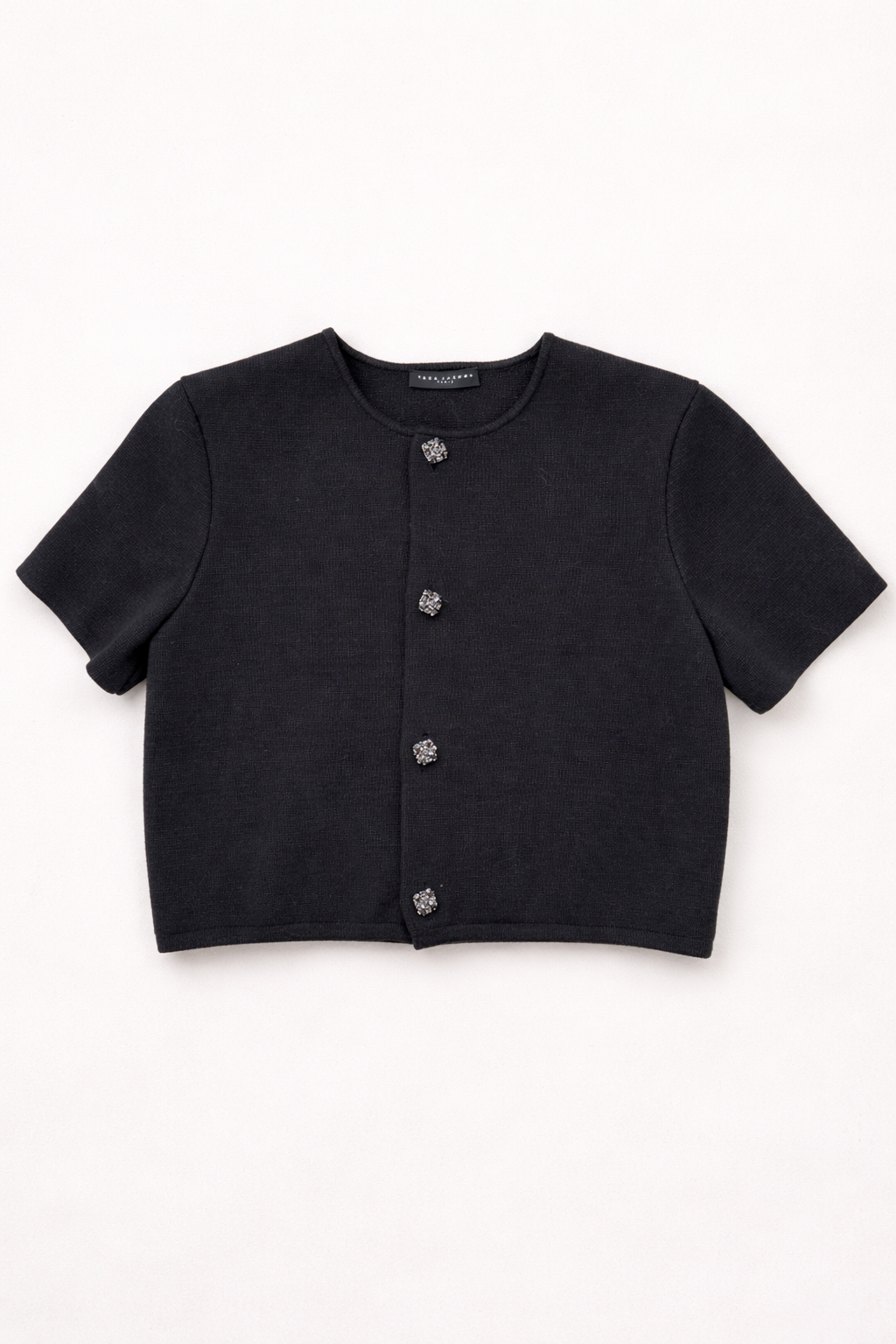 Cardigan court Tara Jarmon Paris en maille texturée à boutons bijoux