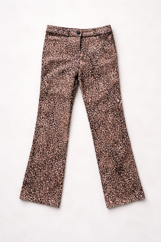 Pantalon vintage Alain Manoukian en coton stretch imprimé animal