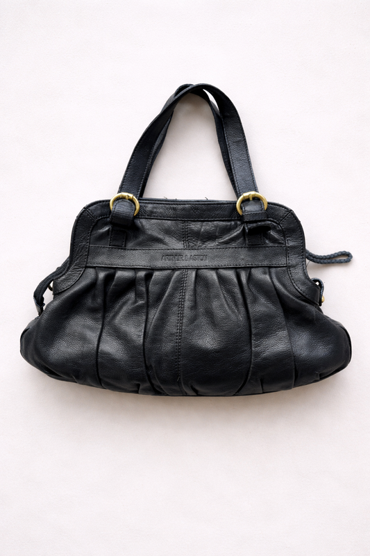 Sac à main Arthur &amp; Aston en cuir noir plissé