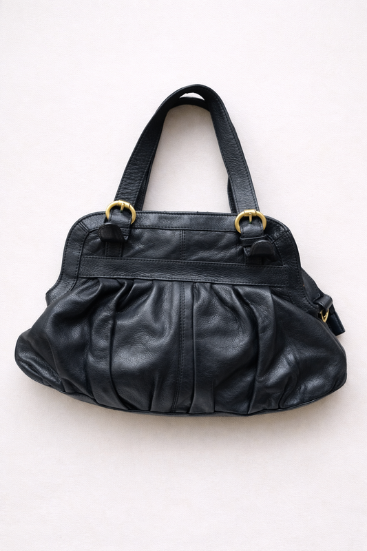 Sac à main Arthur &amp; Aston en cuir noir plissé