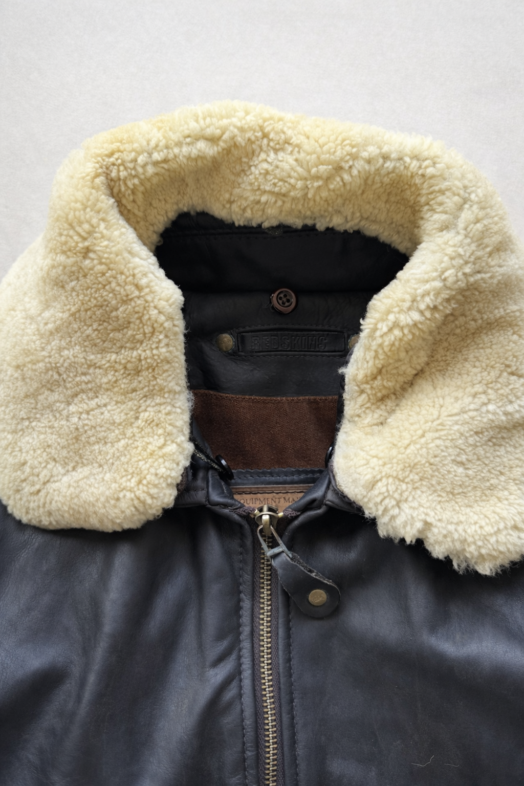 Blouson Aviateur en Cuir de Chèvre avec Col Amovible Redskins