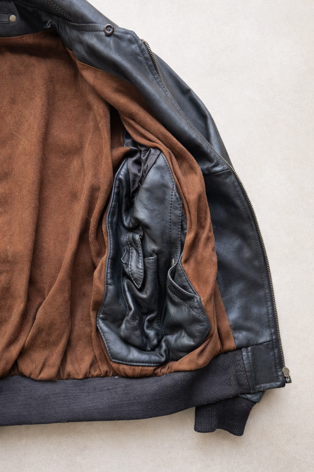 Blouson Aviateur en Cuir de Chèvre avec Col Amovible Redskins