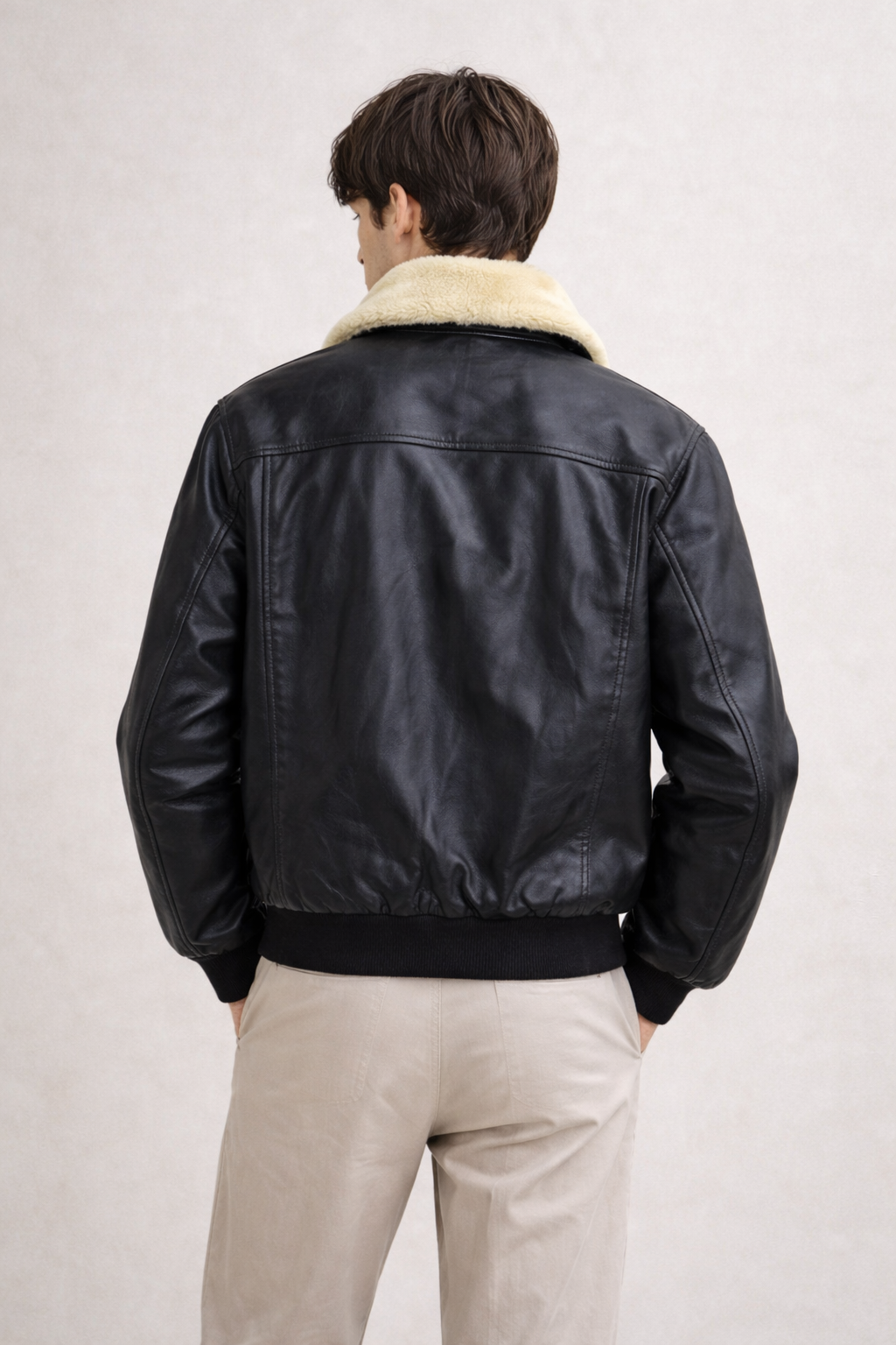 Blouson Aviateur en Cuir de Chèvre avec Col Amovible Redskins