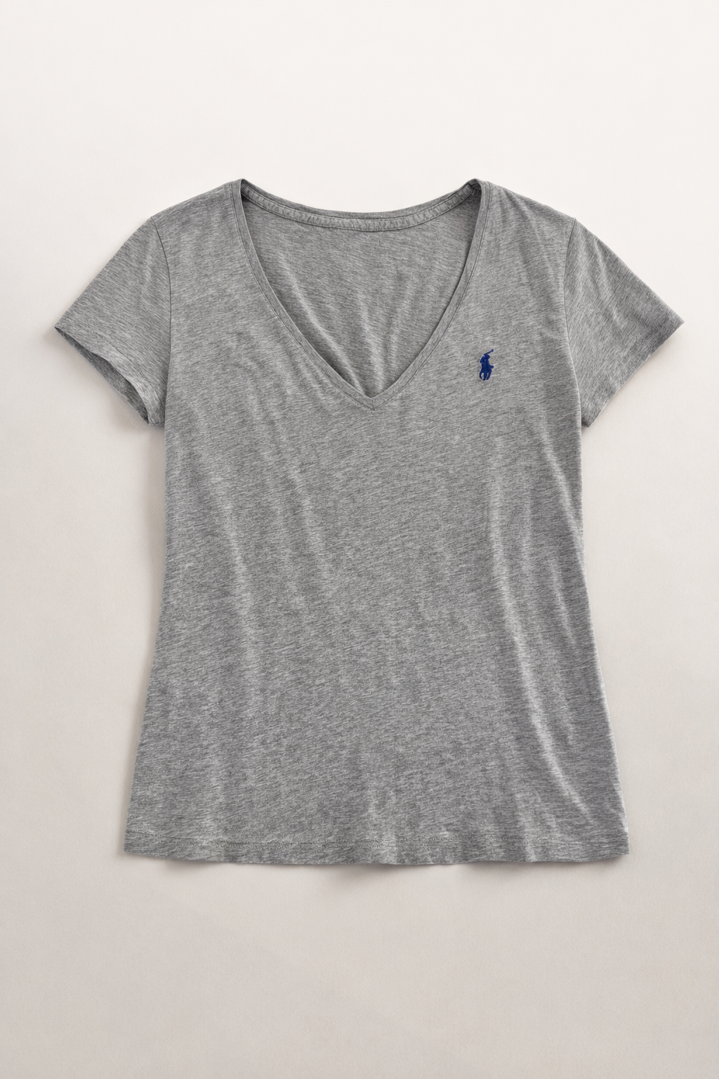 Polo Ralph Lauren – T-shirt col V en coton gris chiné