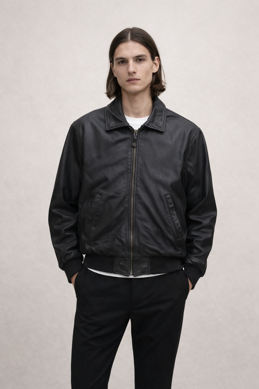 Blouson Aviateur en Cuir de Chèvre avec Col Amovible Redskins